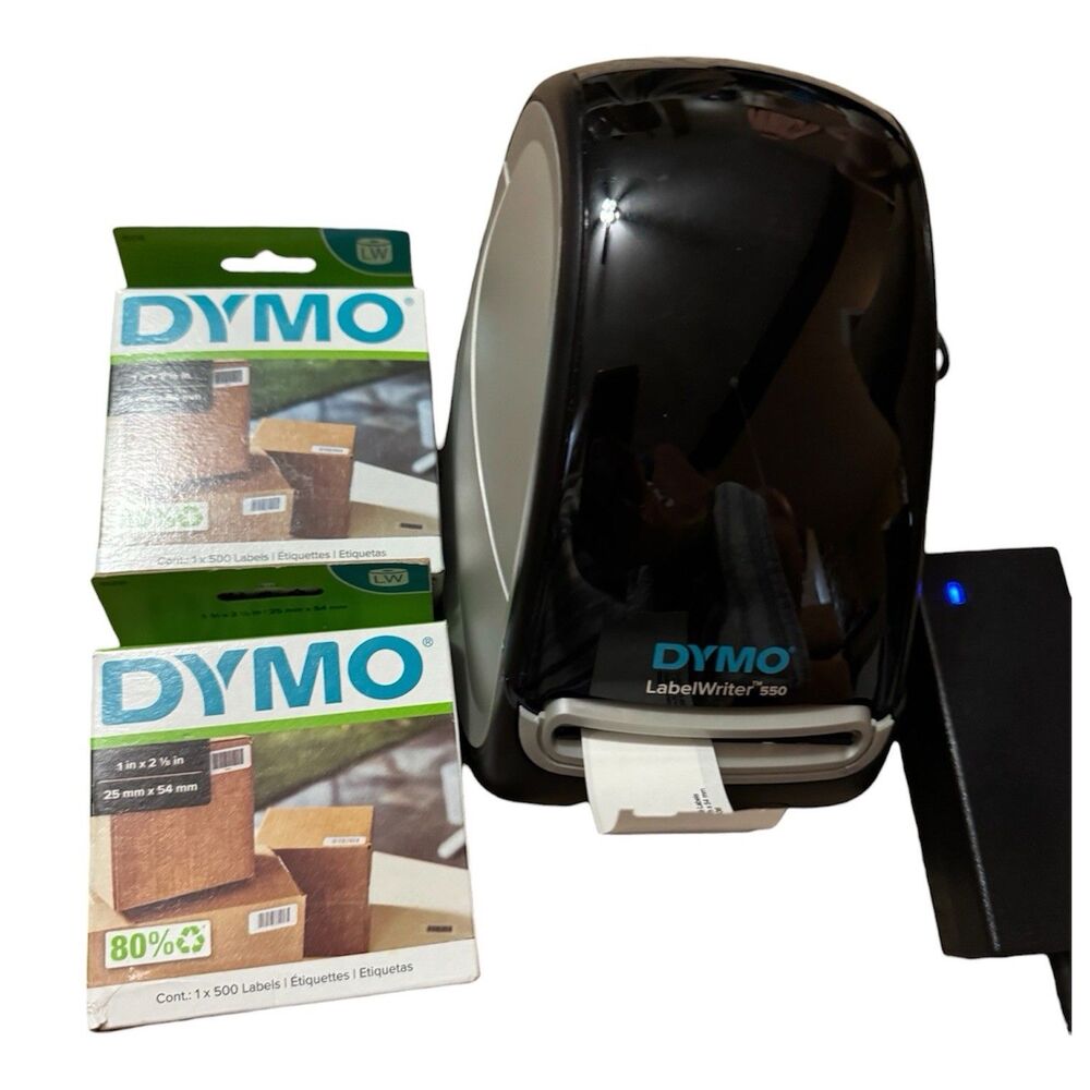 Dymo LabelWriter 550 Thermal Label Printer With AC Adapter, Labels, & Spool